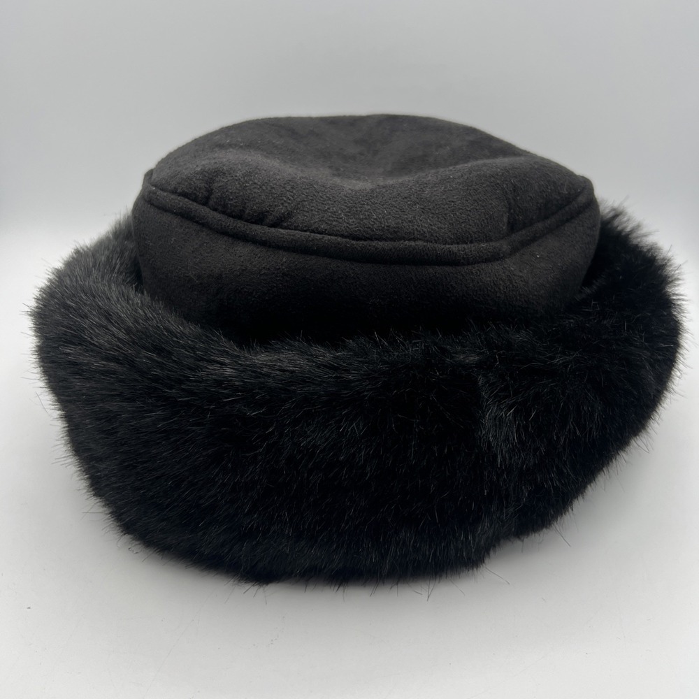 Vintage Betmar New York Black Faux Fur Hat Lined Winter USA